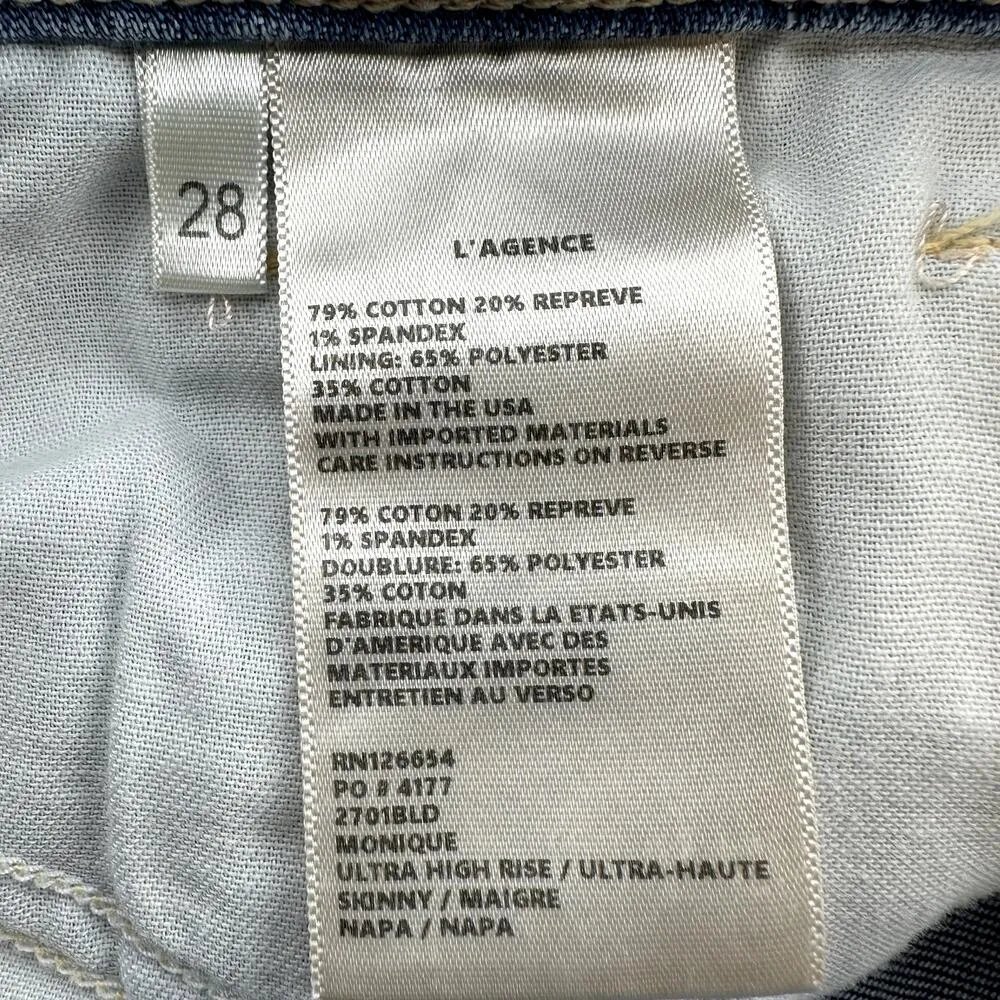 L'agence Margot Skinny Jeans Ultra High Rise Stretch Crop Denim Light Vintage 28 - Image 4