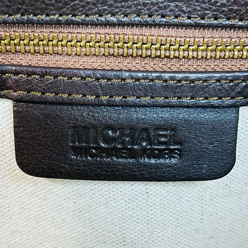 Michael Kors Santorini Raffia Woven Handbag Tote, Brown Leather/Gold Chain Strap Tan - Image 10