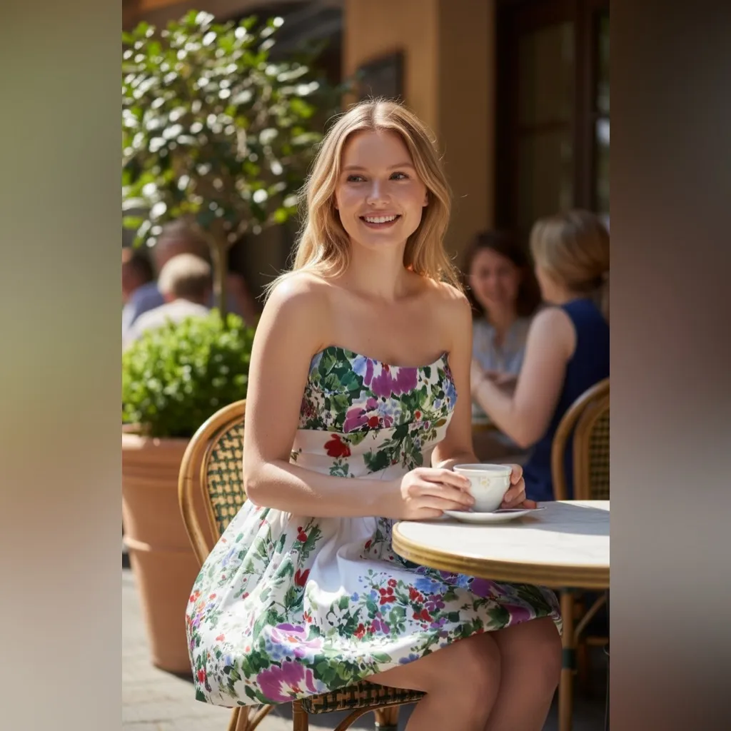 NWT $278 Jewel Badgley Mischka Green Multi Strapless Bubble Hem Gown Size 12 White - Image 4