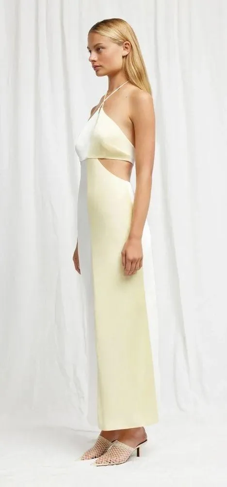 Significant Other Alice Two Tone Satin Maxi Dress Buttermilk Splice Size 4 NWT Yellow - Image 9