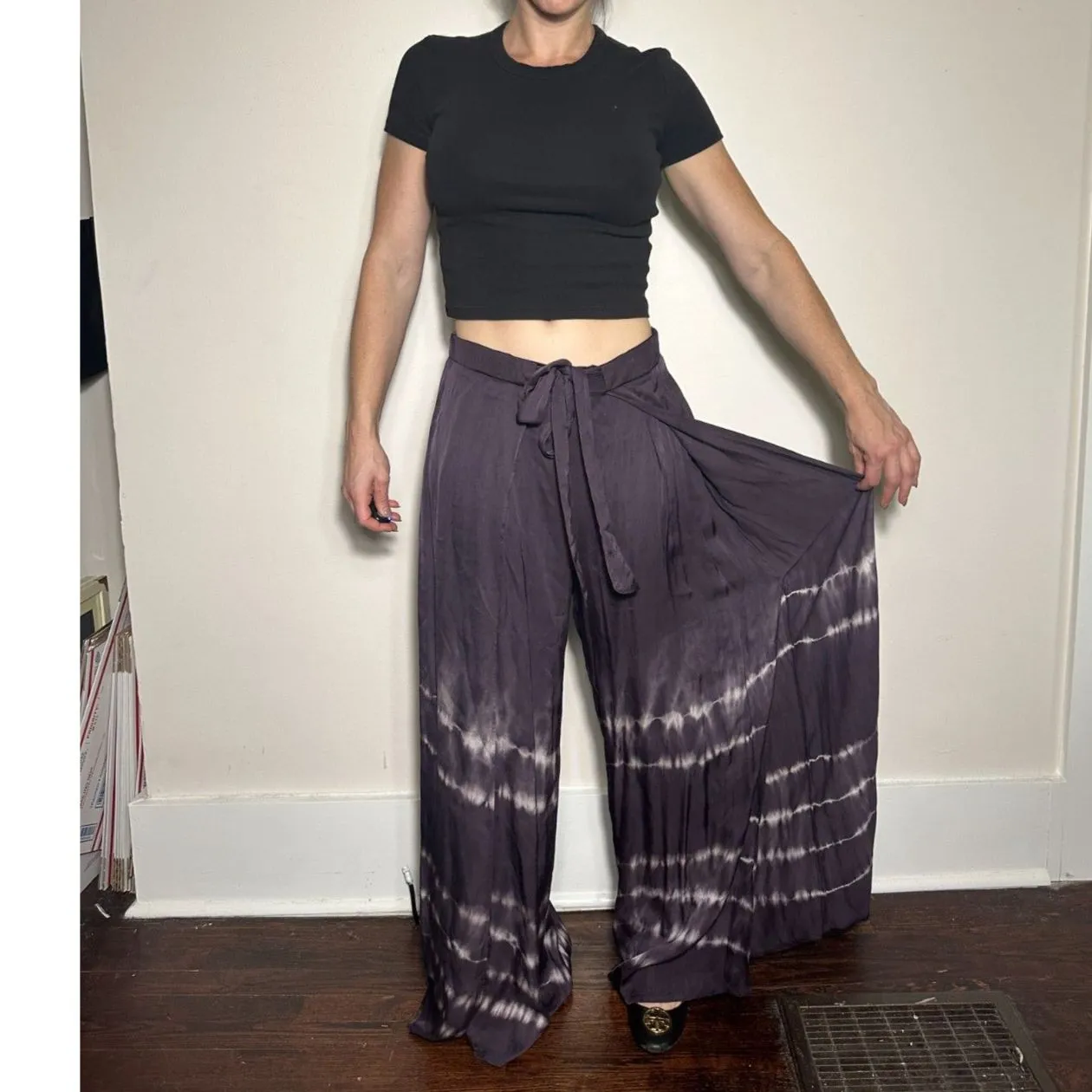 Anthropologie TINA JO Purple Relaxed Bohemian Trousers Size Medium - Image 2