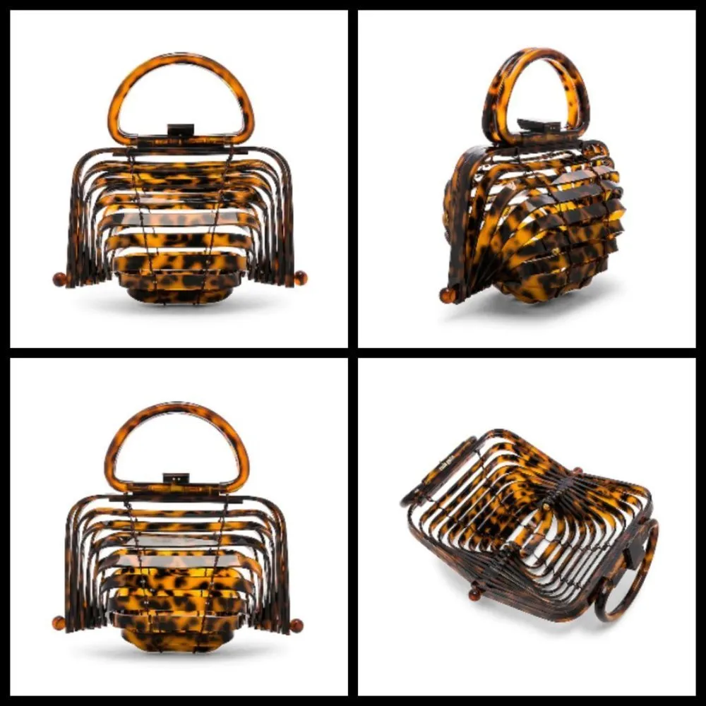 💕CULT GAIA💕 Lillith Bag ~ Tortoise Acrylic Mini Top Handle Bag Collapsible - Image 8