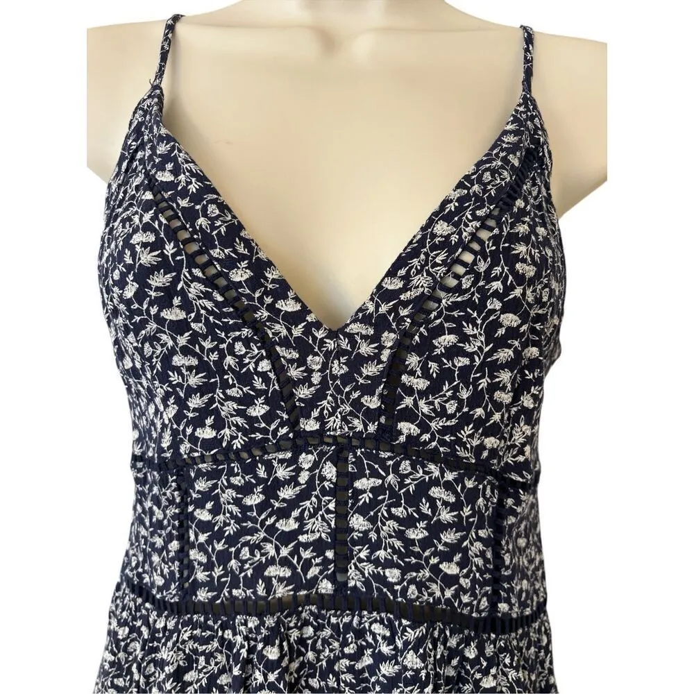 American Eagle Outfitters Womens Shorts Romper Navy White Floral Size XSmall - Image 3