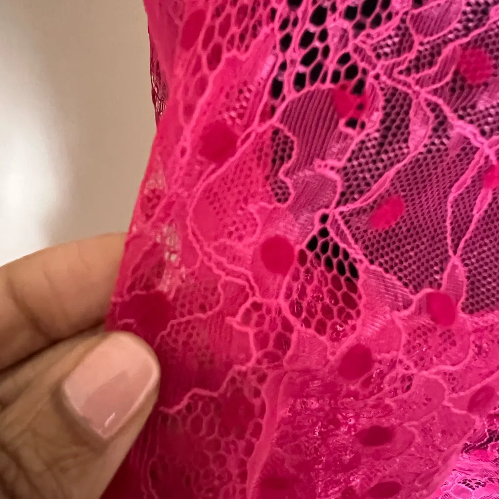 For Love And Lemons Neon Pink Lace Blouse - Image 3