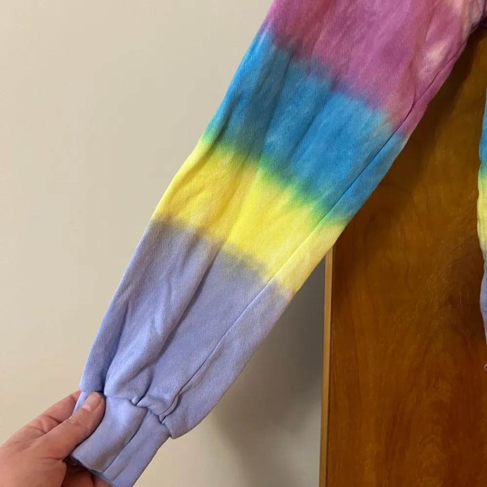 Lauren Moshi Lee Skull Peace Hand Tie Dye Sweatshirt Ocean Sunrise NWT Large - Image 2