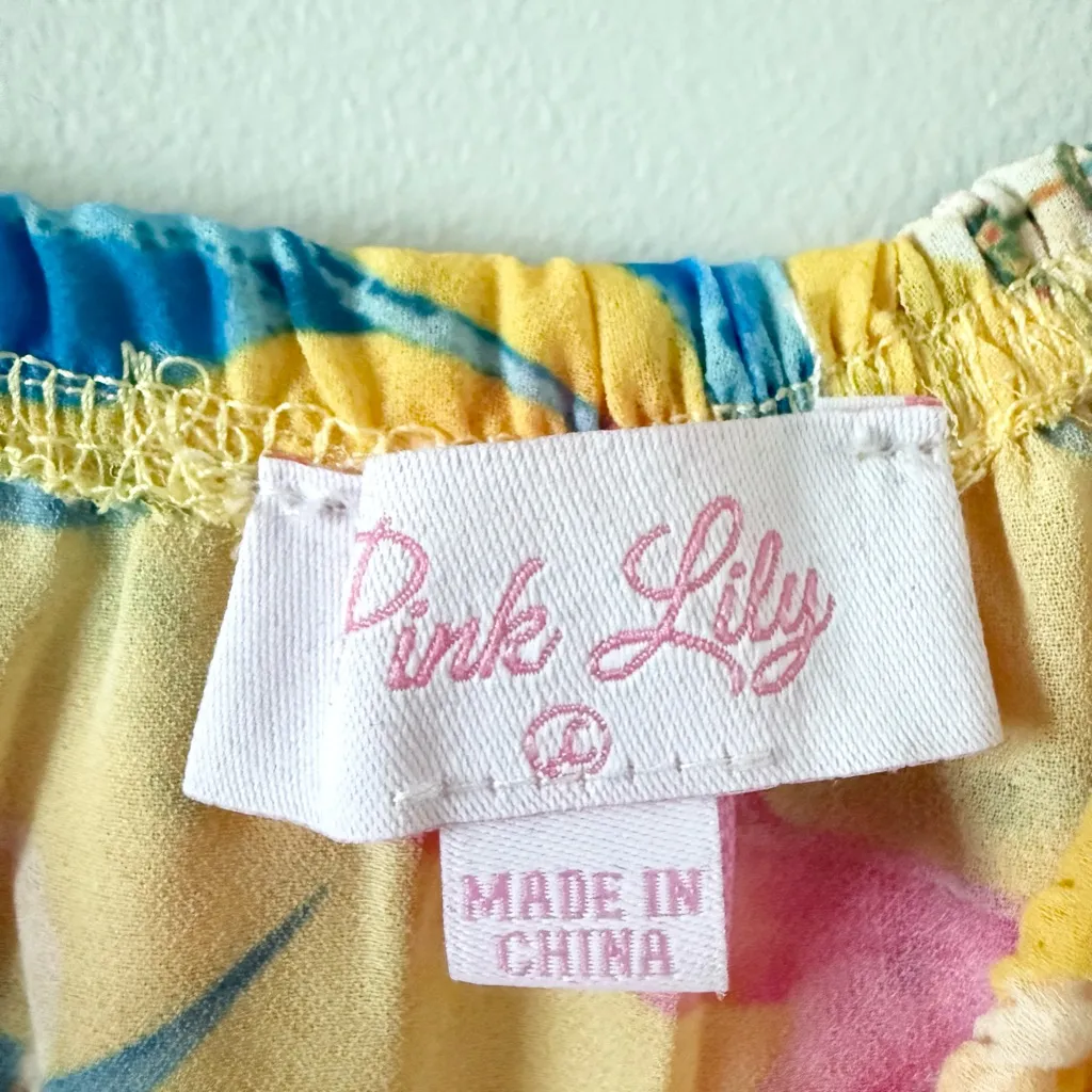 Pink Lily Ruffle Neckline Maxi Dress in Yellow Floral - Size L - Image 5