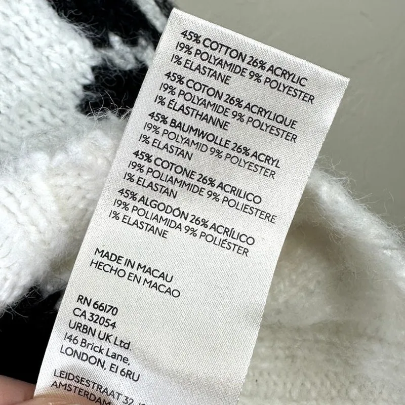 NEW Free People Fireside Ivory Black Oversized Knit Tunic Sweater Mini Dress XS - Image 12