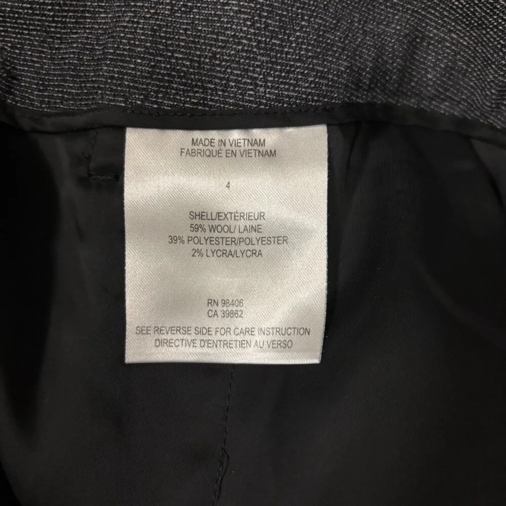 Theory Womens Wool Blend  Wide Leg Charcoal Dress Pants Size 4 - Image 8