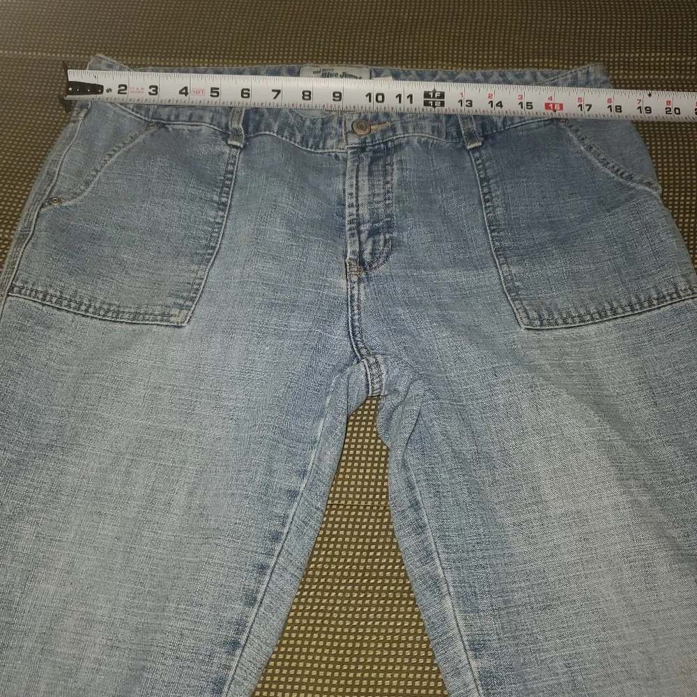 Old Navy Women Solid Blue Denim Cotton Mid Rise Straight Leg Jeans Pant Size 14 - Image 11