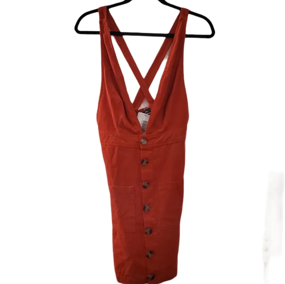 🔥SALE🔥NWT! Blue Blush Red Cherry Bomb Corduroy Dress S - Image 3