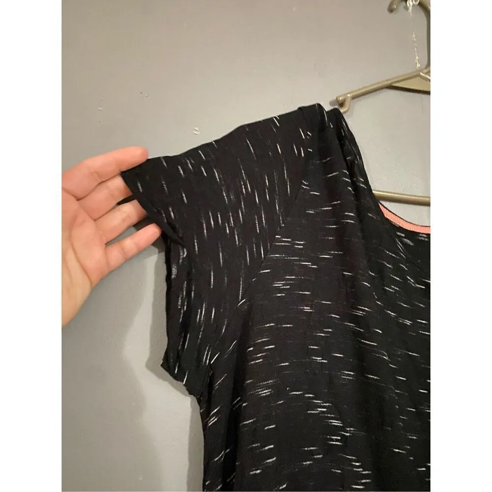 Xhilaration Black And White Floral High Low Short Sleeve Top XL - Image 3