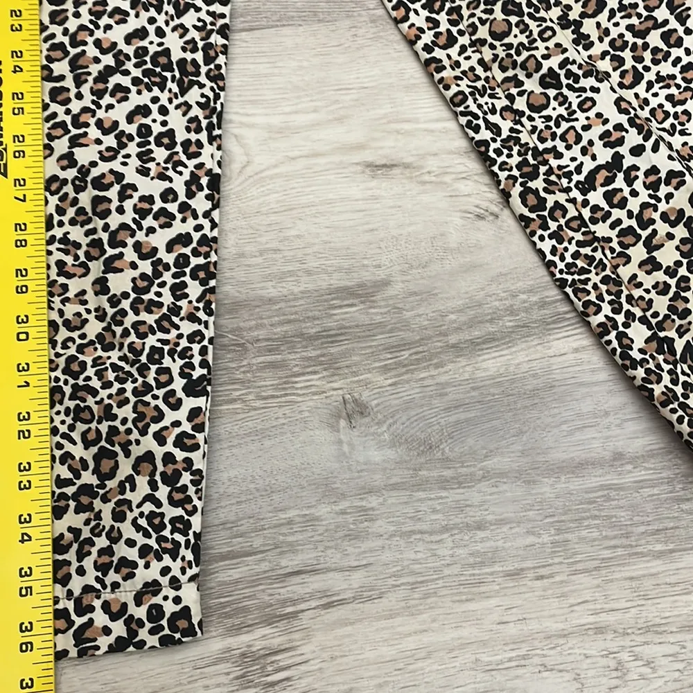 Leopard Print Elastic Waist Zip Front Straight Leg Pants XS - Image 13