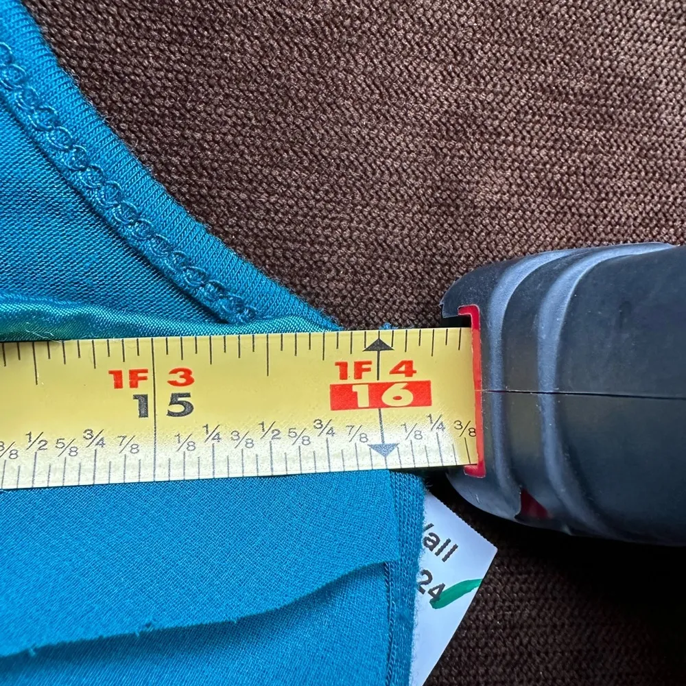 Black Sacks Fifth Avenue Teal Blue Sleeveless Tiered Satin Ruffle Blouse Sz S - Image 9