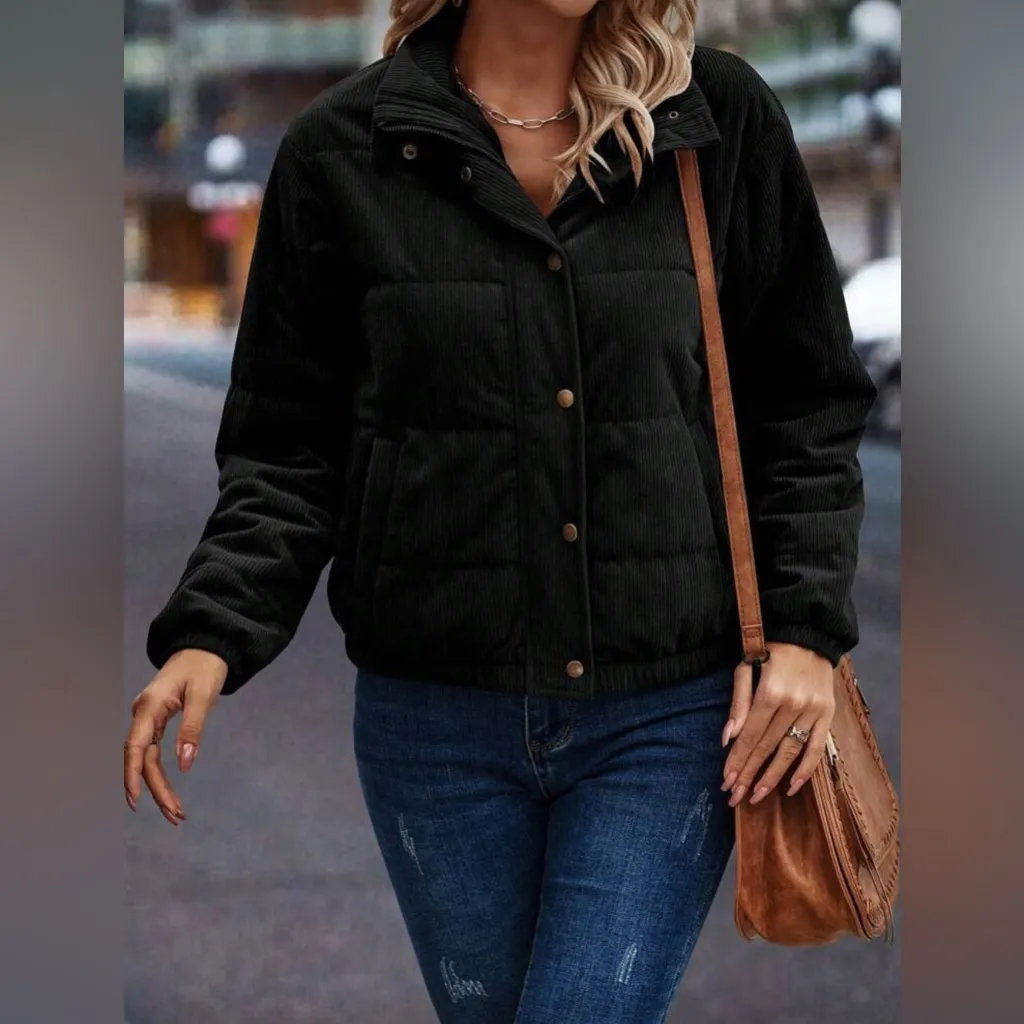 Women's Black Corduroy Jacket - Image 6