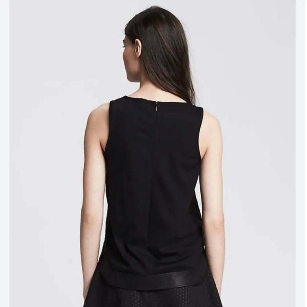 Banana Republic Faux Leather Piped Sleeveless Top in Black - Image 2