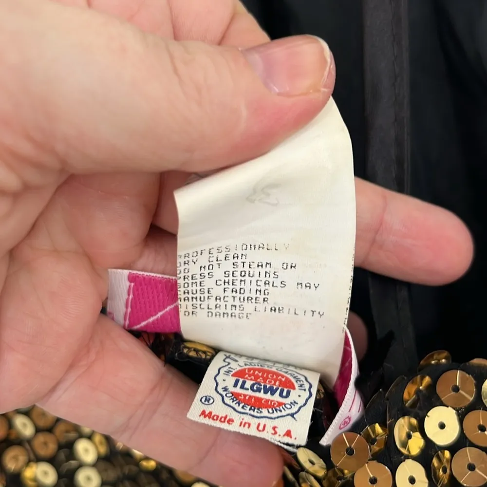 Vintage Nadine Size 9 Gold Sequin Formal Halter Neck Backless Dress - Image 12