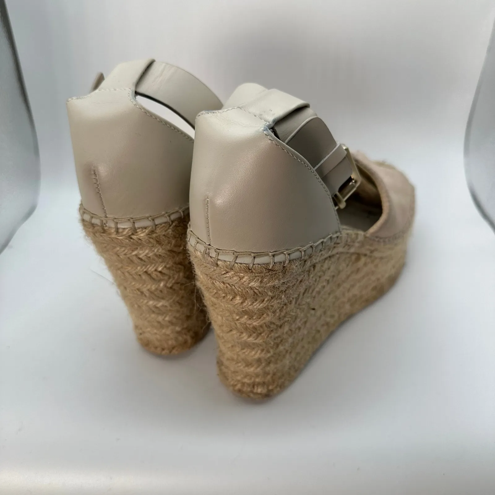 Marc Fisher LTD Women's Espadrille Platform Wedge Sandals Beige Leather Size 6.5 - Image 3