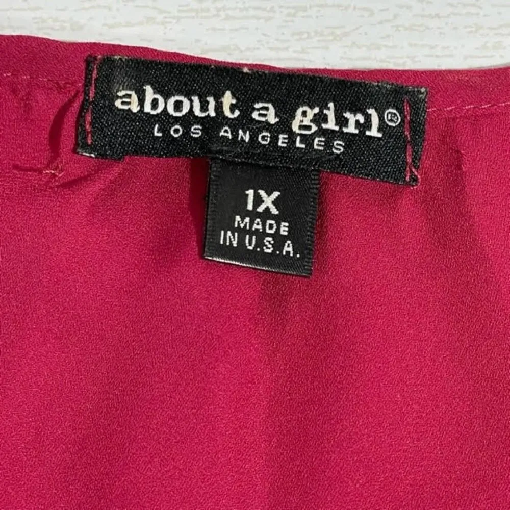 About A Girl Burgundy V Neck Relaxed Blouse Size 1X - Image 22