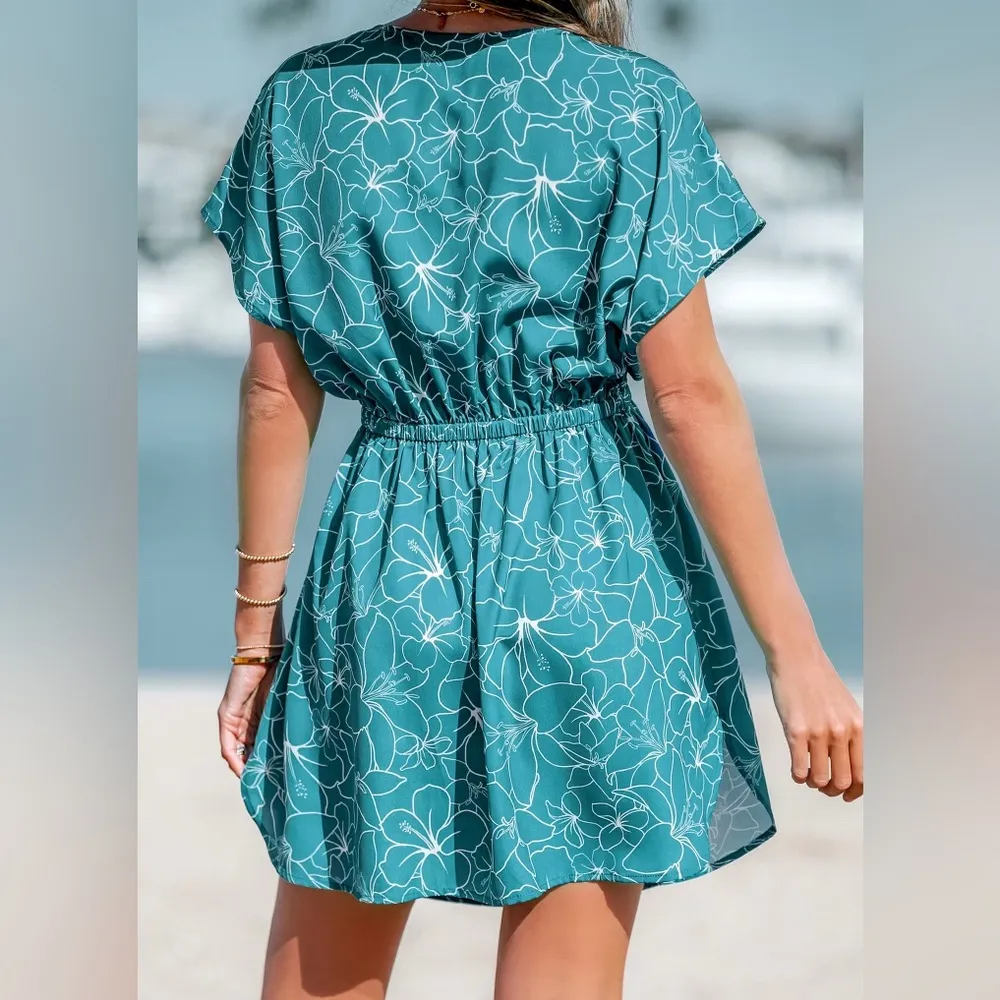 Cupshe Palm Party Floral Cover-Up Mini Dress L NWT - Image 2