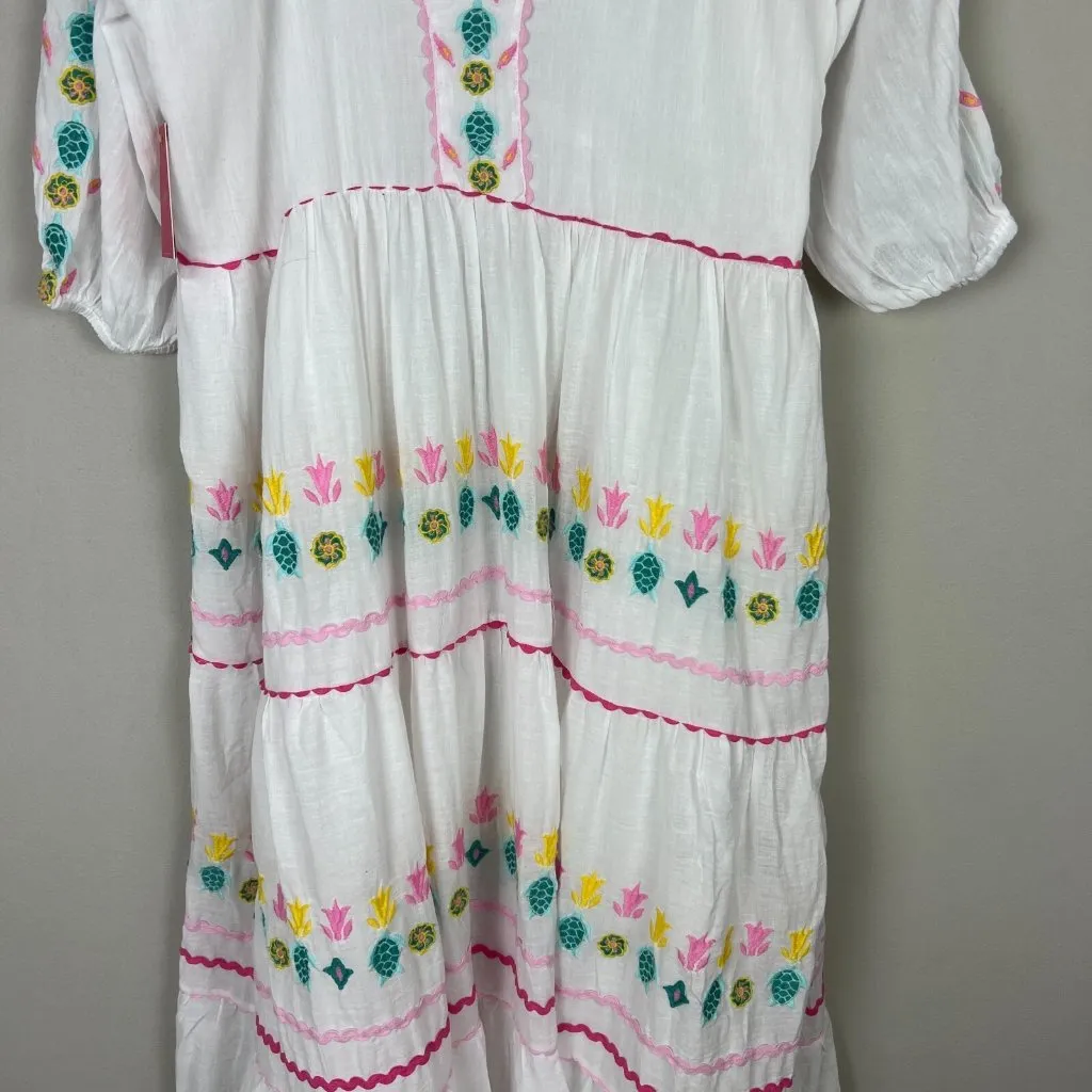 Simply Southern Maxi Dress Womens XXL White Embroidered Turtle Flowers‎ Boho New - Image 5