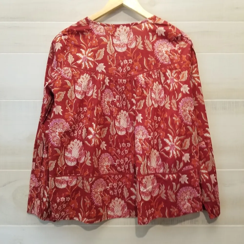 {S} Rachel Zoe Embroidered Floral Peasant Babydoll Top - Image 2