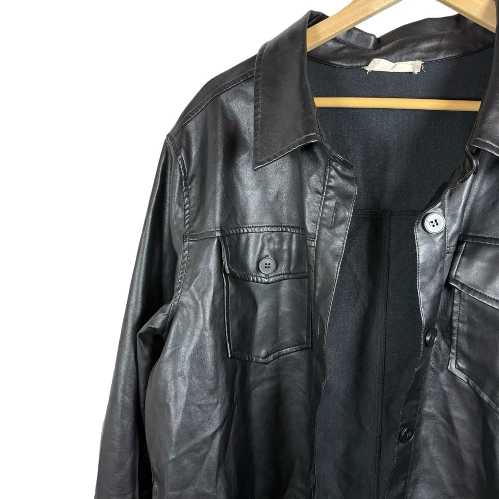 Altar’d State Women’s Oversized Button Down Leather Shacket Black Size L - Image 5