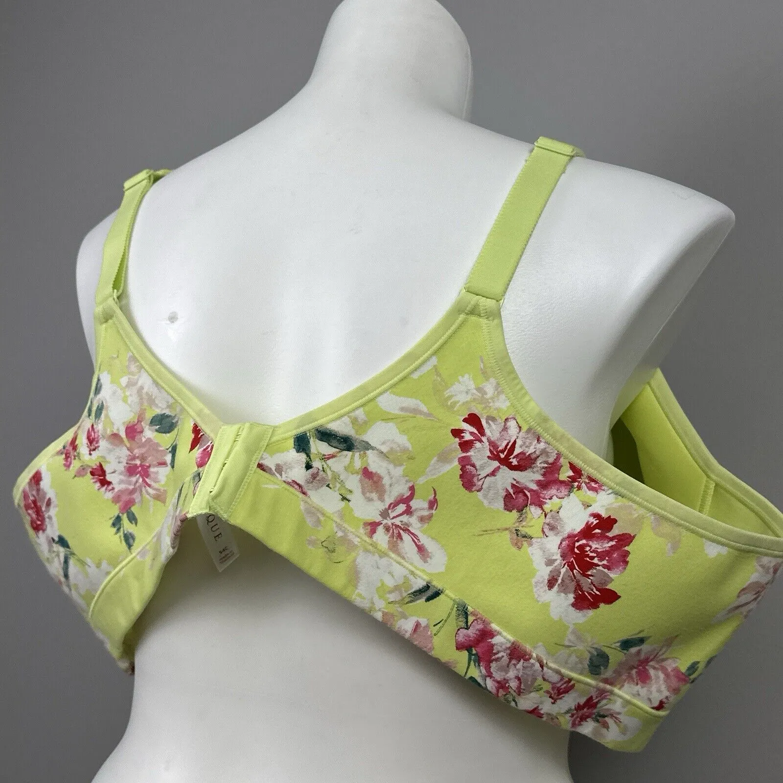 New Cacique Lane Bryant Lightly Lined No Wire Bra 54C Light Bright Green Floral - Image 6