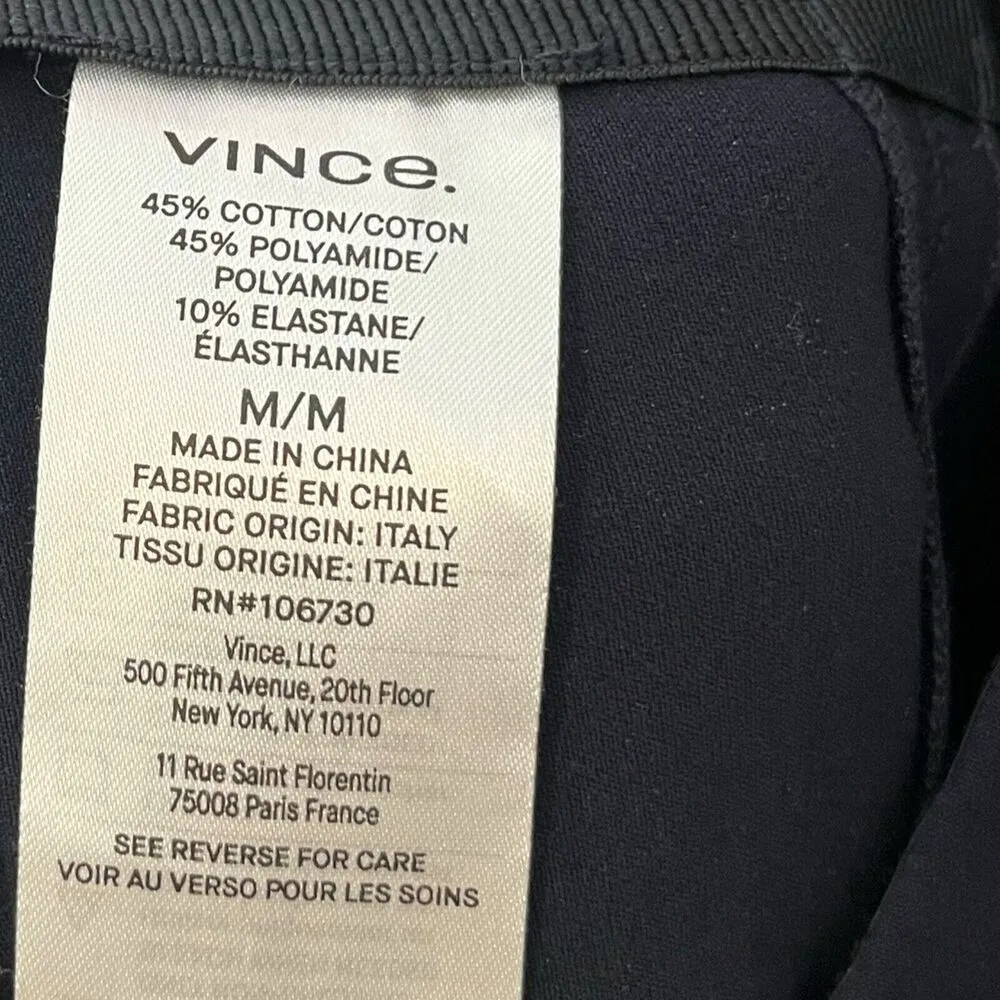 Vince Stitch Front Seamed Pants Straight Leg Cropped Split Hem Navy Size M - Image 11