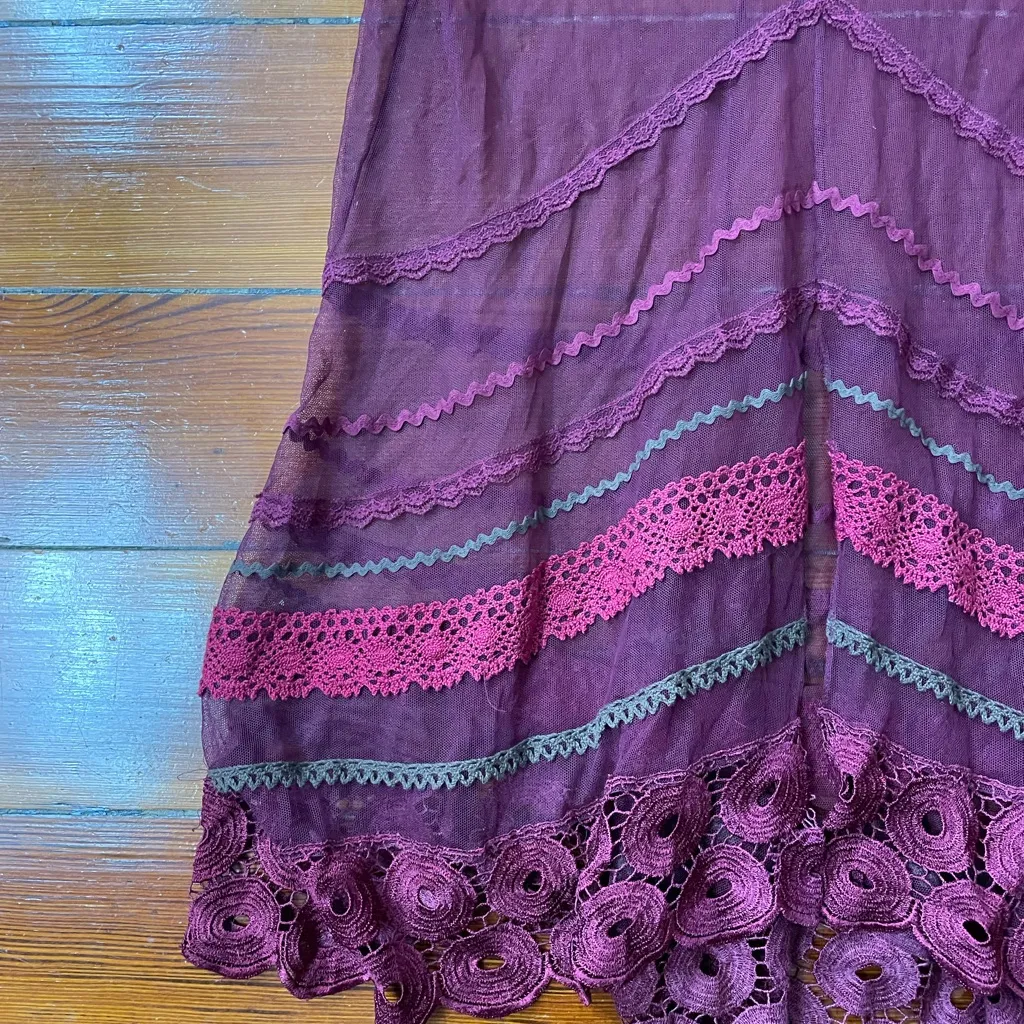 Lela Rose Burgundy Mesh & Lace
Gown - Image 12