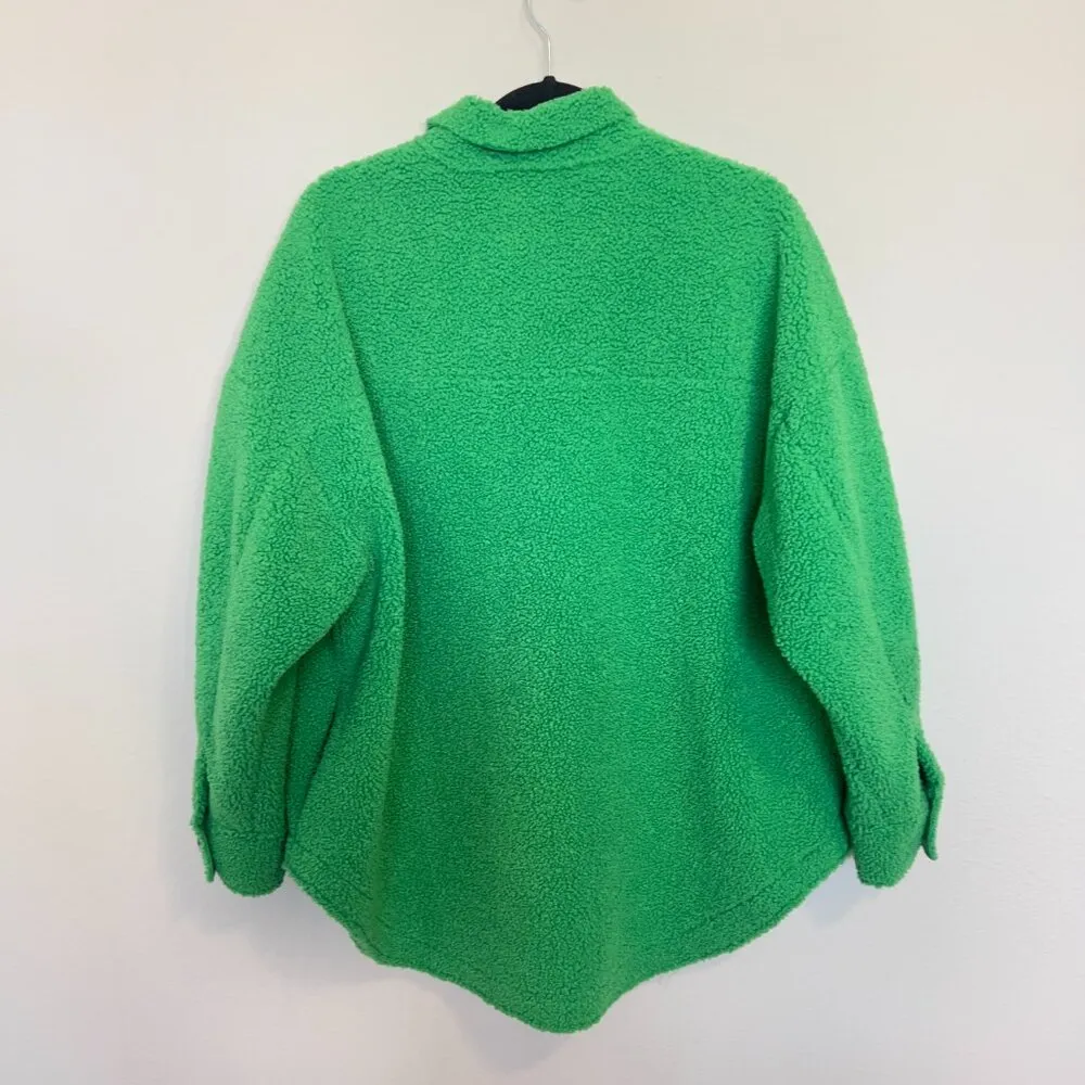 Good American Sherpa Shacket Size 1/2 Color Green - Image 5