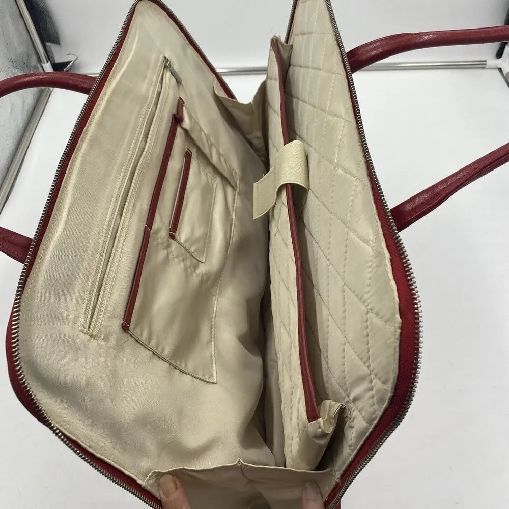 Init Laptop Case Messenger Bag Solid Red Faux Leather X - Image 7