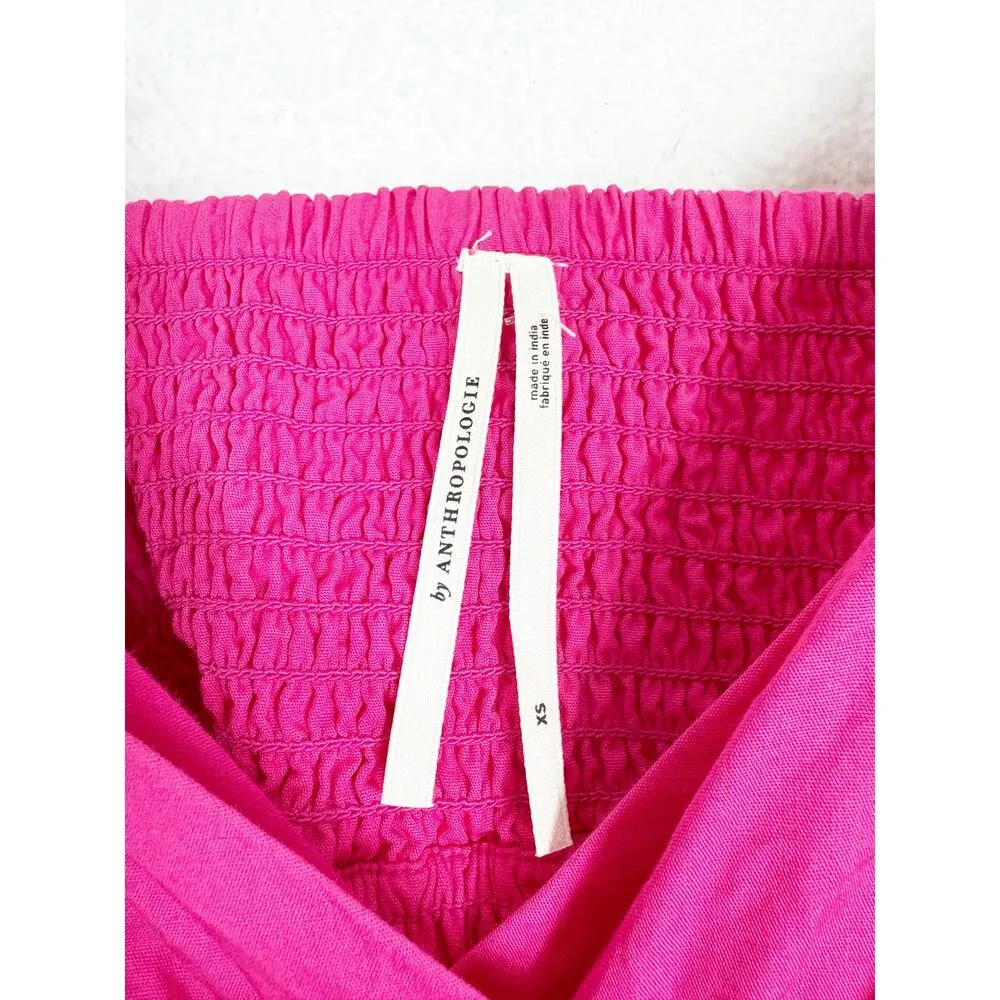 Anthropologie V-Neck Tiered Bubble Hem Poplin Maxi Dress Size XS Barbie Pink - Image 7