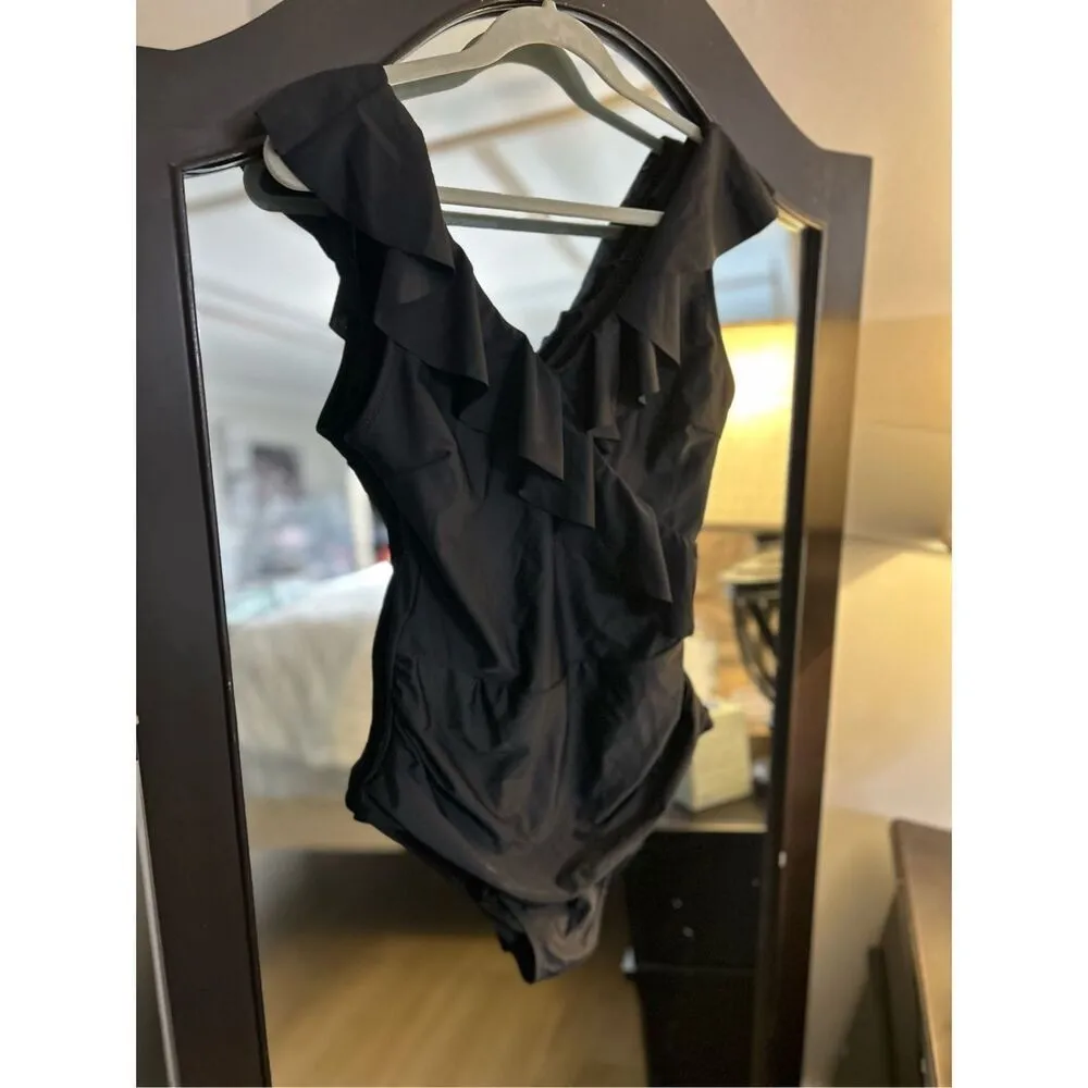 NEW Tummy Control Swimsuits Slimming 1 Pc Ruffle Swimwear L - Image 4