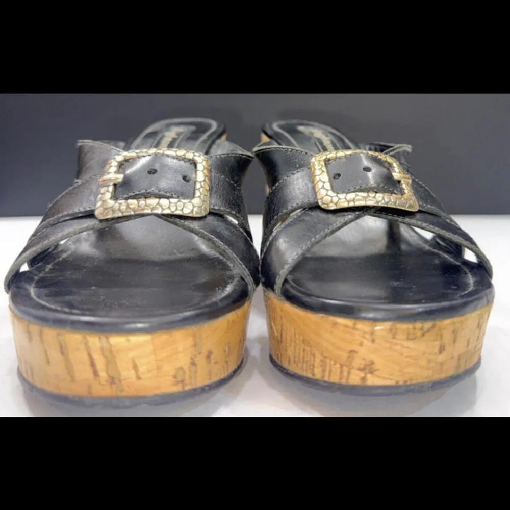 Brighton Vintage Y2K 90’s Millennial Wood Buckle Sandal Wedge Clogs 7.5N - Image 11