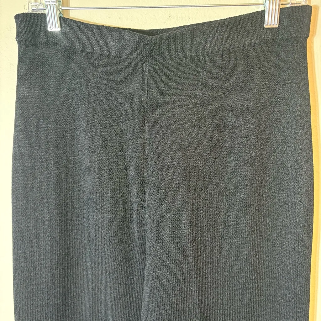 St. John Basics Black Santana Knit Wide Leg Pants Size 8 – Vintage 2002 - Image 2