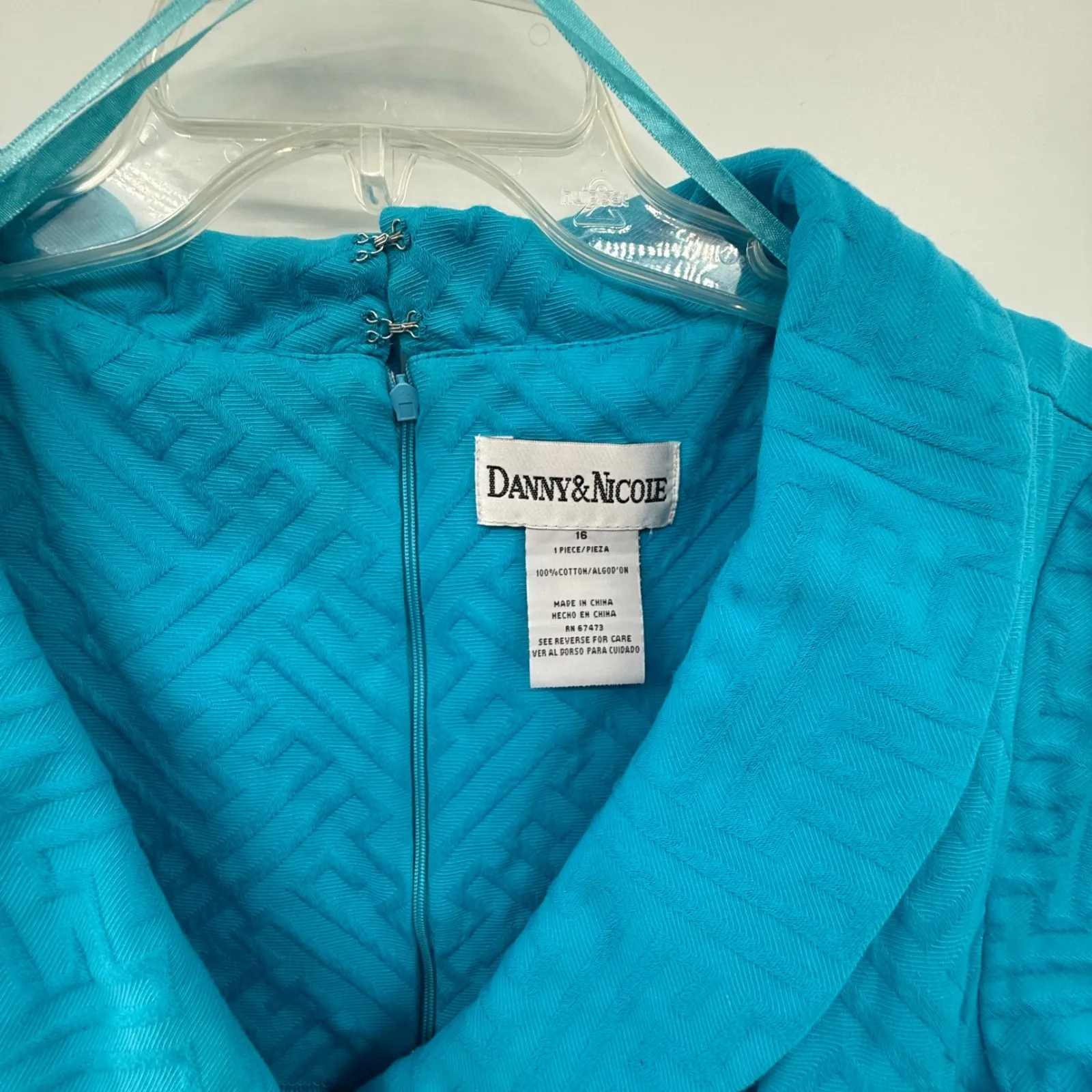 Y2K Danny & Nicole Women's 16 Turquoise Belted Dress 60s Mod‎ Retro Vintage - Image 2