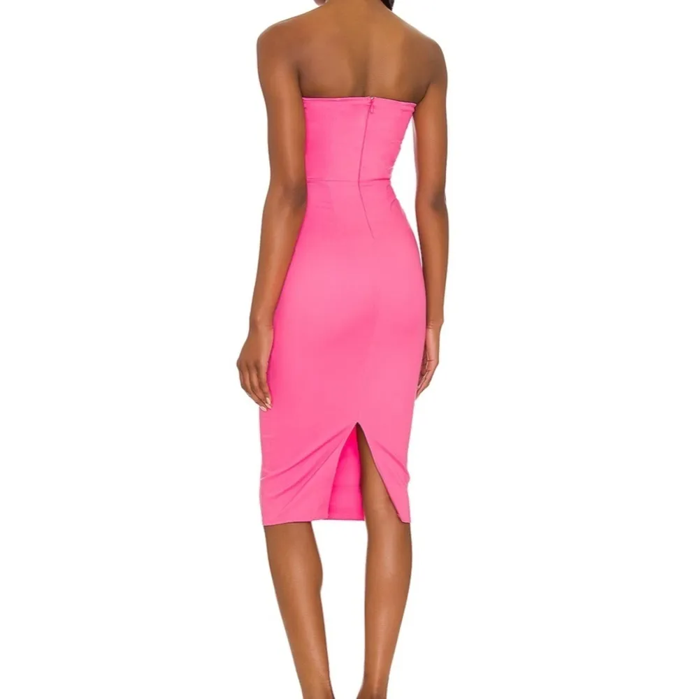 New MORE TO COME Sophia Strapless Midi Dress in Pink - Image 3
