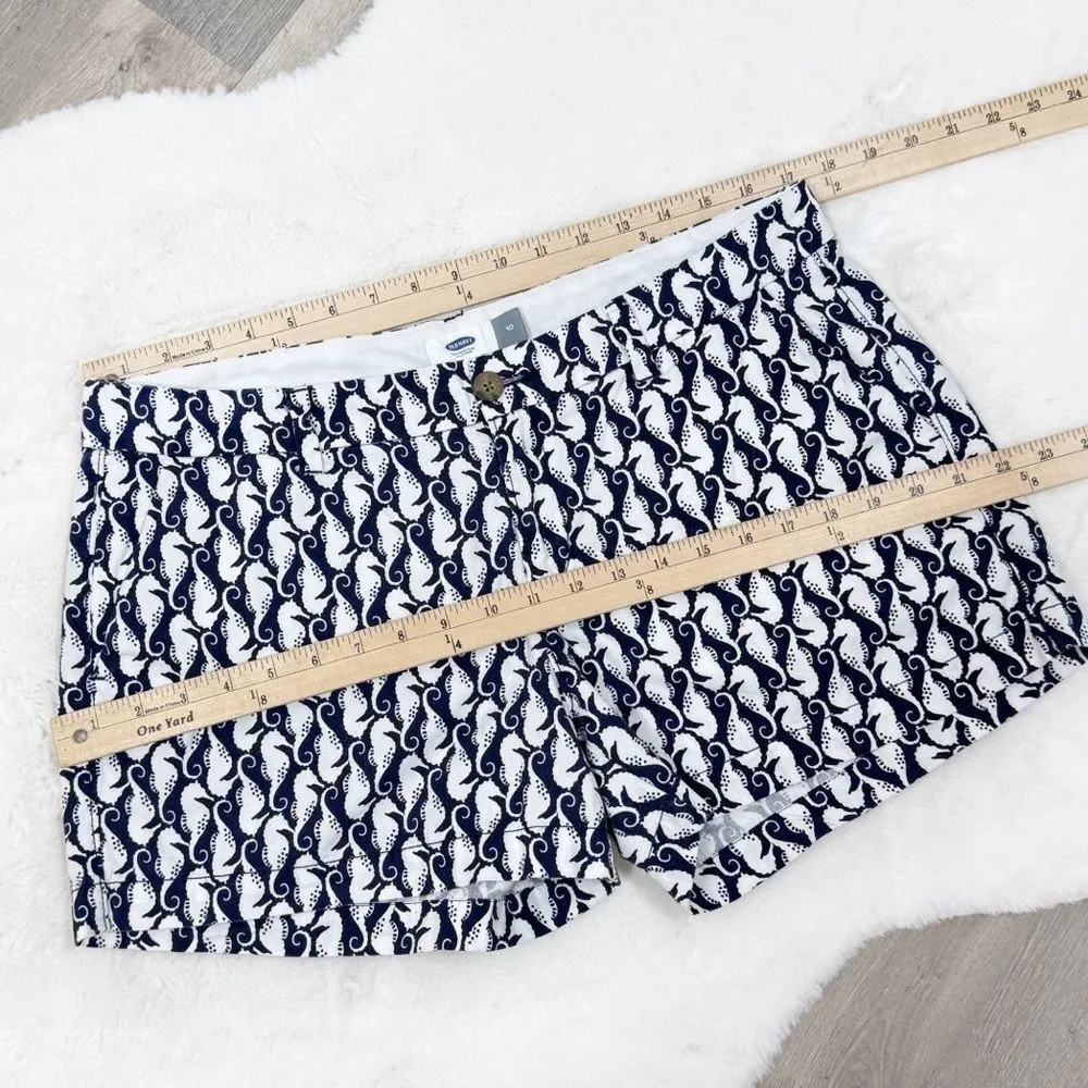 Old Navy Seahorse Print Cotton Chino‎ Shorts Blue White 10 - Image 10