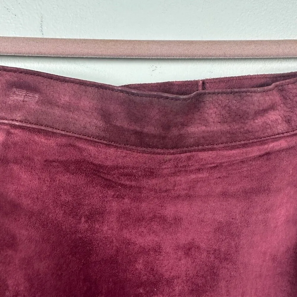 Vintage Bagatelle Womens Skirt Size 12 Tiered Suede Leather Burgundy Pencil - Image 15