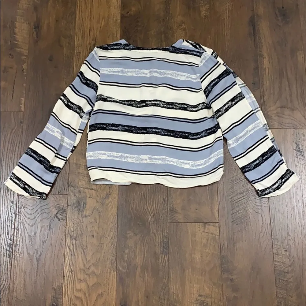 TOPSHOP Split Sleeve Striped Crop Top Button Down - Image 5