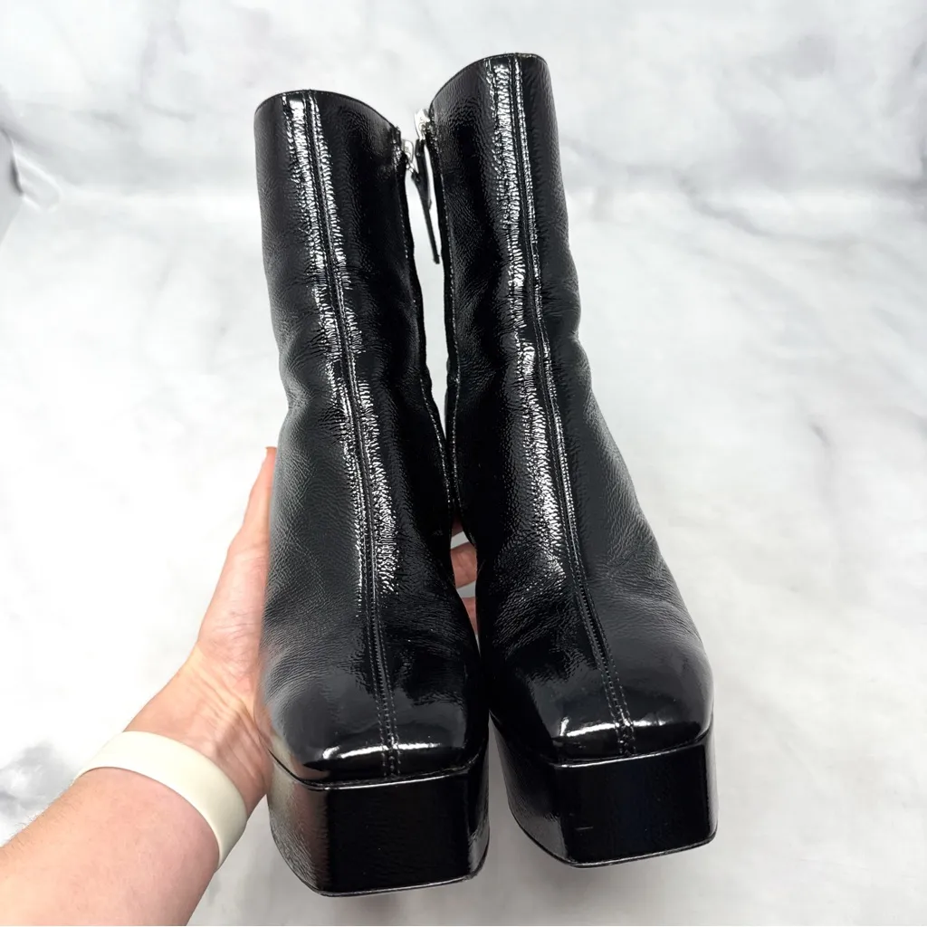 Giuseppe Zanotti Morgana Platform Block Heel Patent Leather Boots Black 38.5 - Image 7