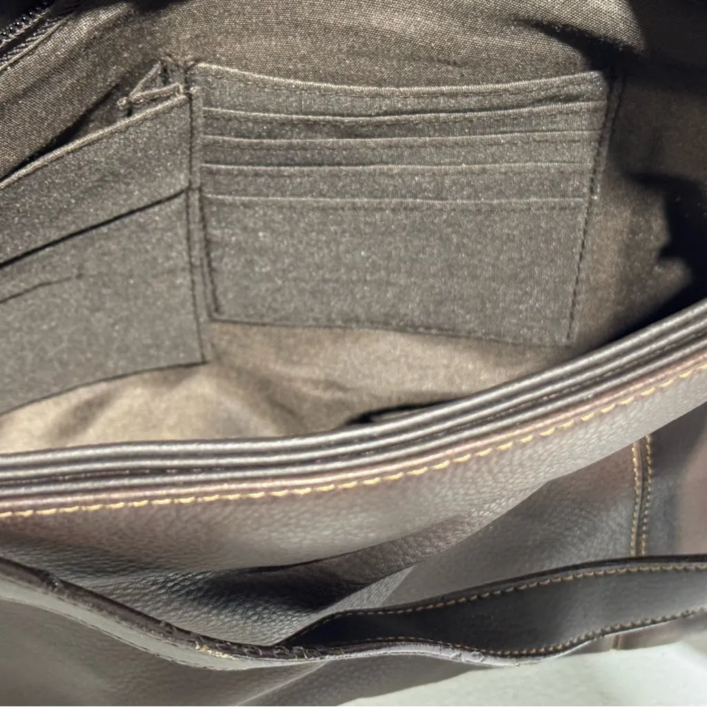 Strada Genuine Leather Organizer Shoulder Bag Tote Purse Brown New with Tags - Image 9