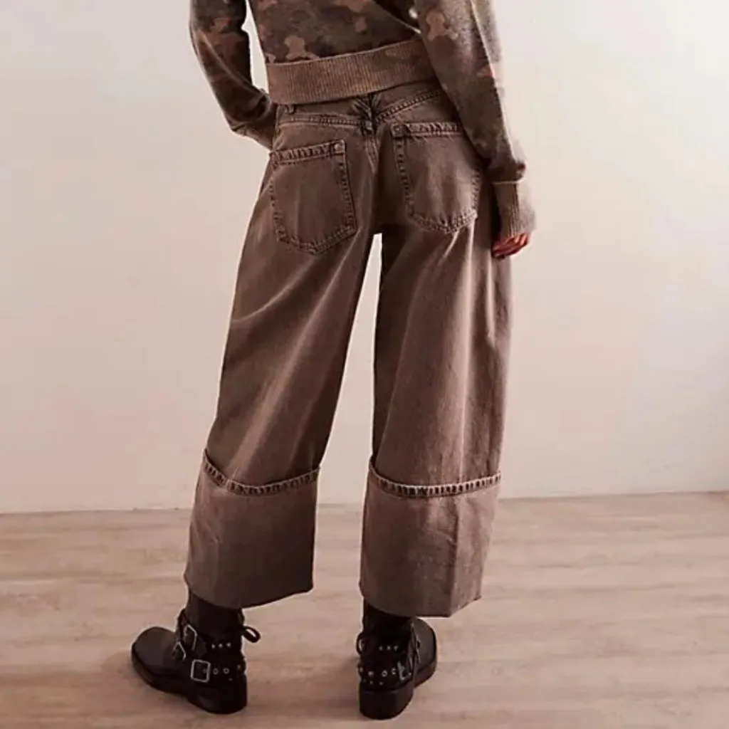 NWT Free People Olsen Cuffed Crop Barrel Jeans in Slate - Image 3