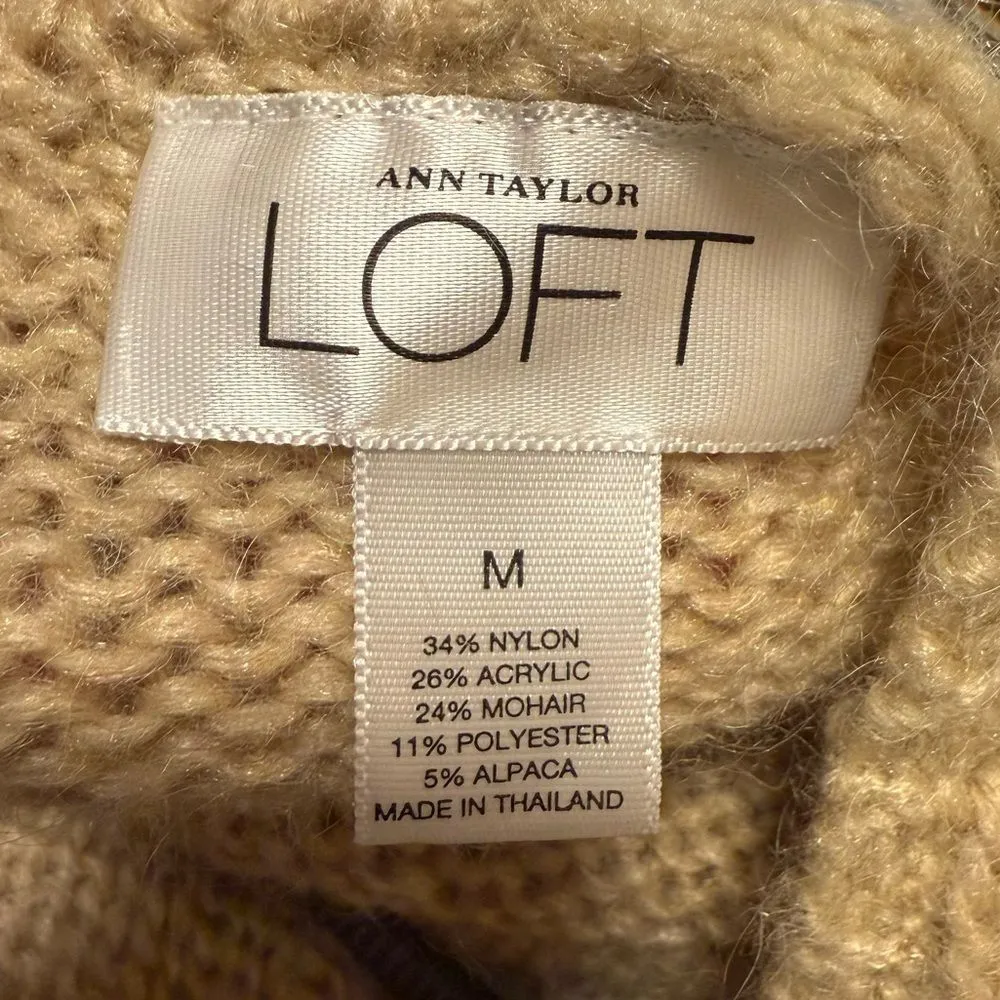 Ann Taylor LOFT Alpaca Mohair Tan Knit Textured Shrug Sweater Tie Vest‎ Medium - Image 4