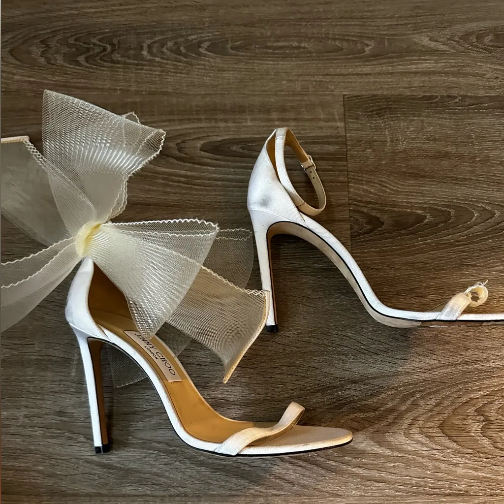 Jimmy Choo Aveline Tulle Bow Pump Sandals- Bridal‎ 8.5 - Image 11