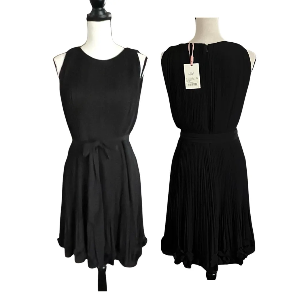 NWT ALEX MARIE Midnight Fantasy Pleated Sleeveless 3D Flower Hem Dress. … - Image 2