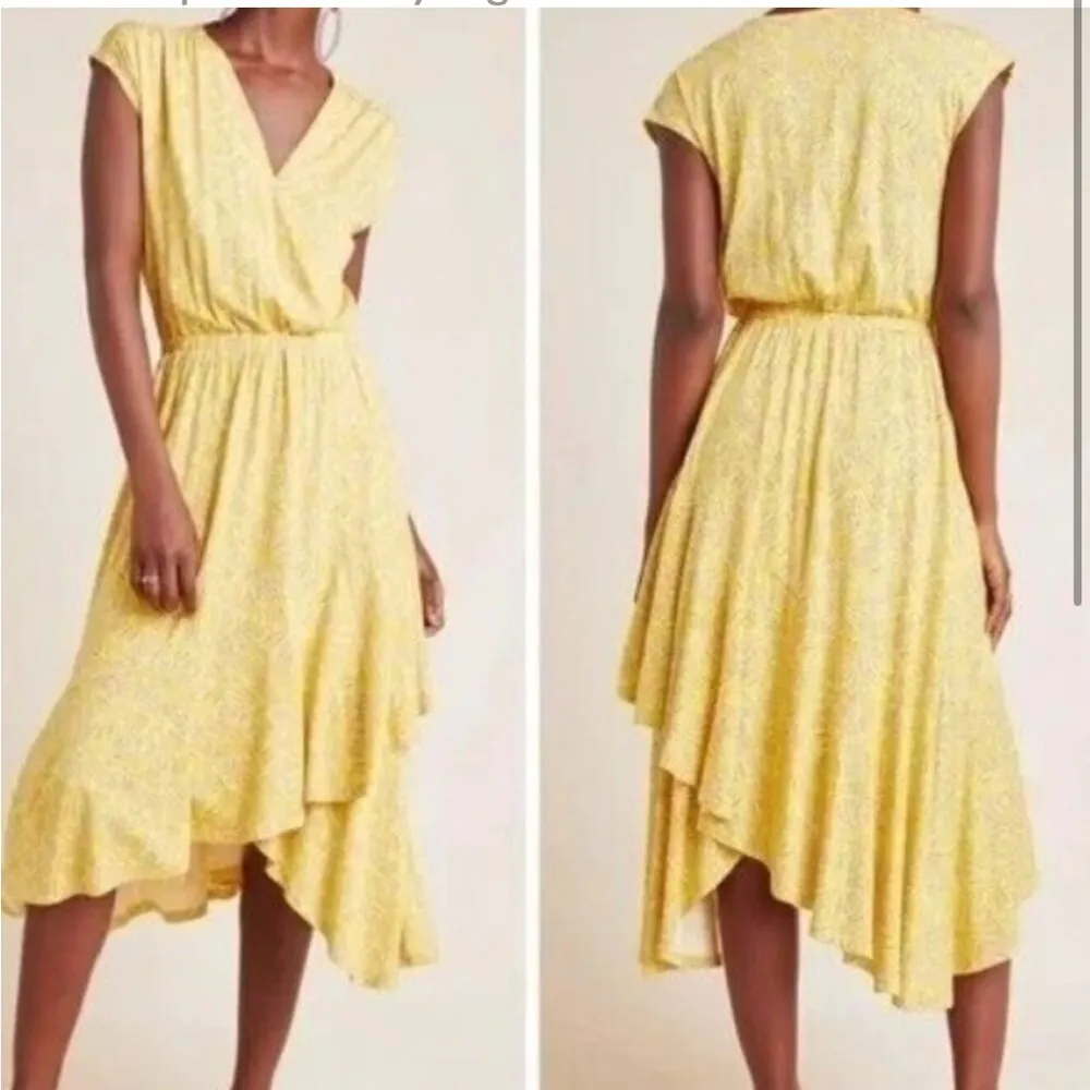Maeve Yellow Midi Dress Medium Summer Dress Flowly Printed Casual - Image 3