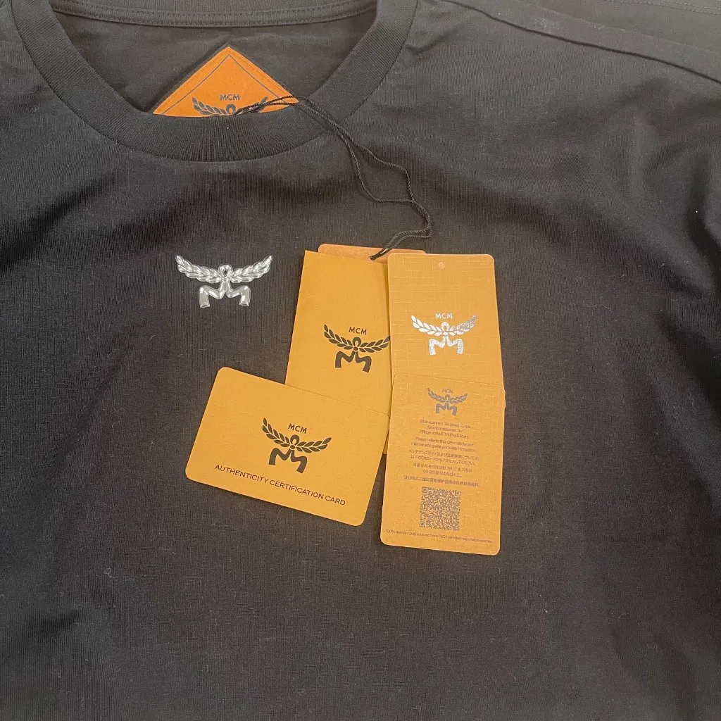 MCM Unisex Essential Laurel Logo Shirt In Organic Cotton, Black - Size 2XL - NWT - Image 7