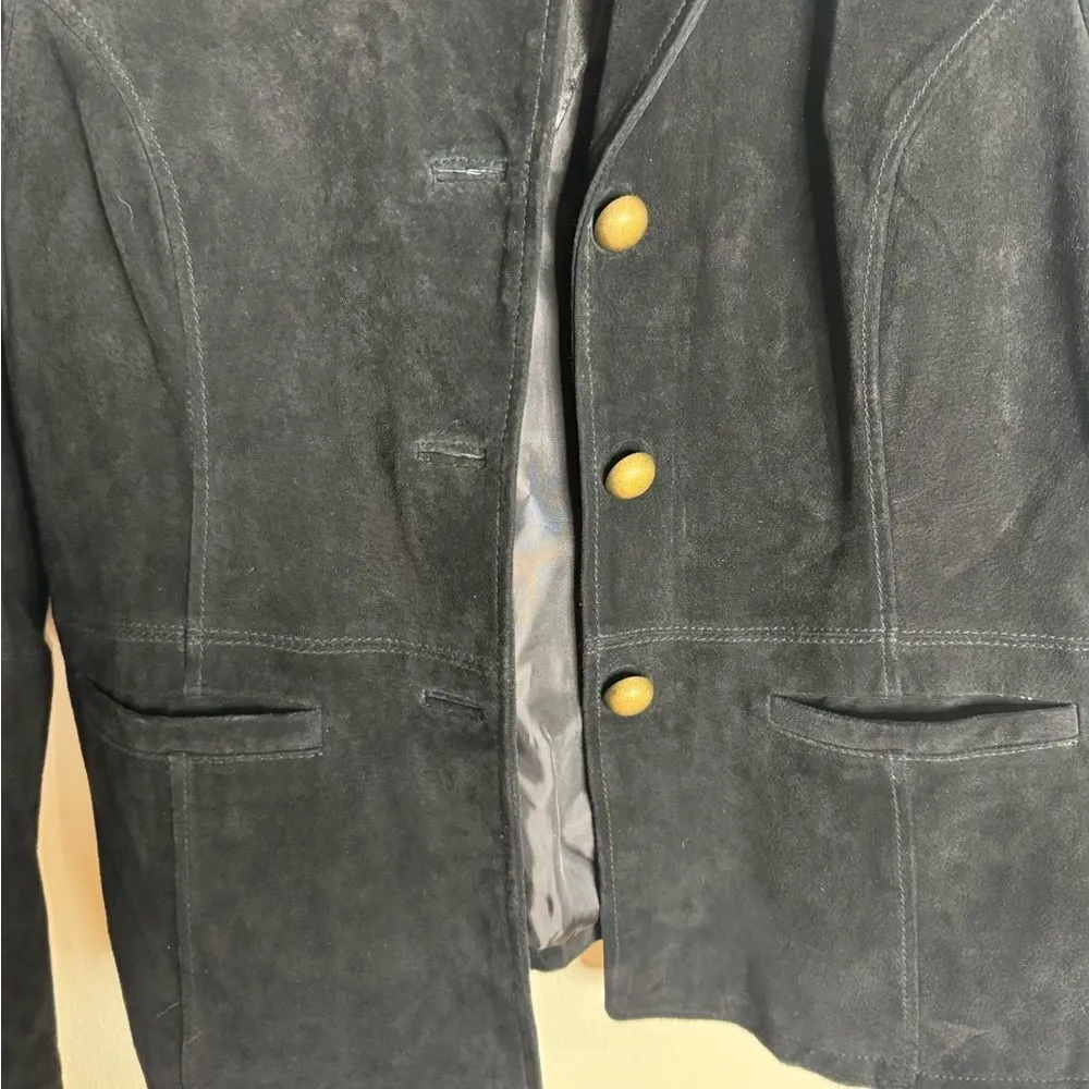 Vtg ruff hewn black genuine leather coat jacket size XL 90s festival fall - Image 4