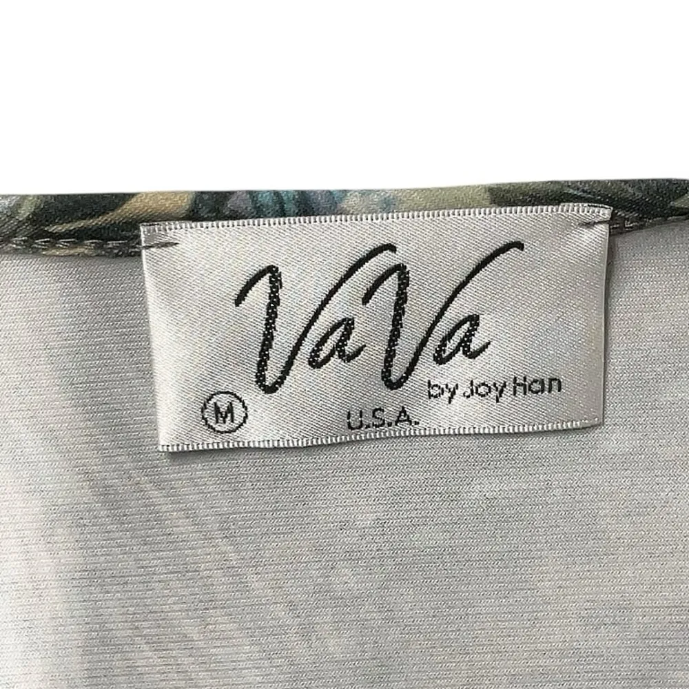 VaVa by Joy Han Abstract Geometric Bell Sleeve Blouse Medium Boho Retro Artwear - Image 3